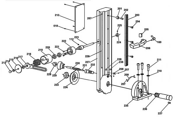 Схема складання вертикальної стійки свердлильно-фрезерного верстата XJ9512 Схема складання вертикальної стійки свердлильно-фрезерного верстата XJ9512